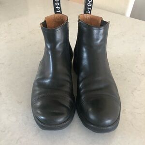 John Fluevog Black and Brown Leather Boots